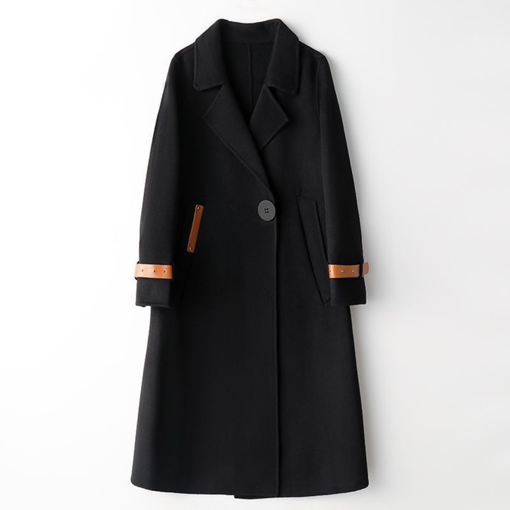 100% Wool Coat, British Trench Coat, Black
